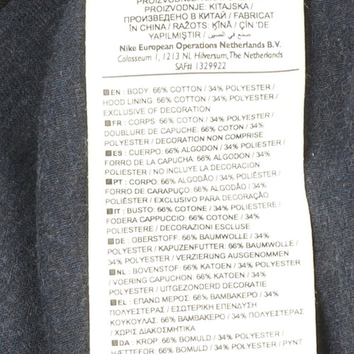 Nike Men’s Blue Full Zip Hoodie Size M Regular Fit Cotton Blend