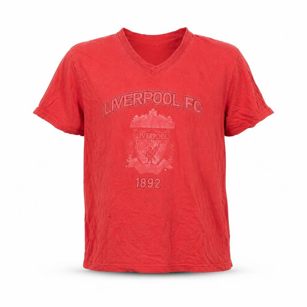 Liverpool FC Boys Red T-Shirt 12-13 Years V-Neck Short Sleeve Cotton