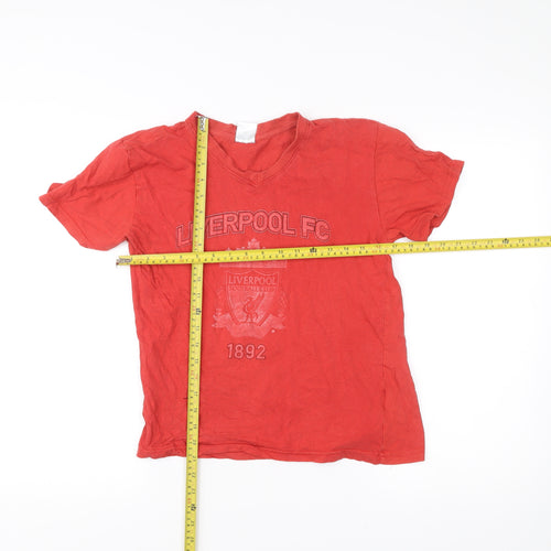 Liverpool FC Boys Red T-Shirt 12-13 Years V-Neck Short Sleeve Cotton