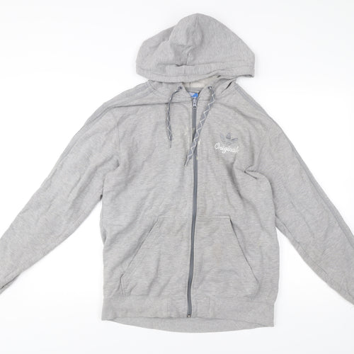 Adidas Mens Grey Full Zip Hoodie Sweatshirt M Regular Fit Sportswear