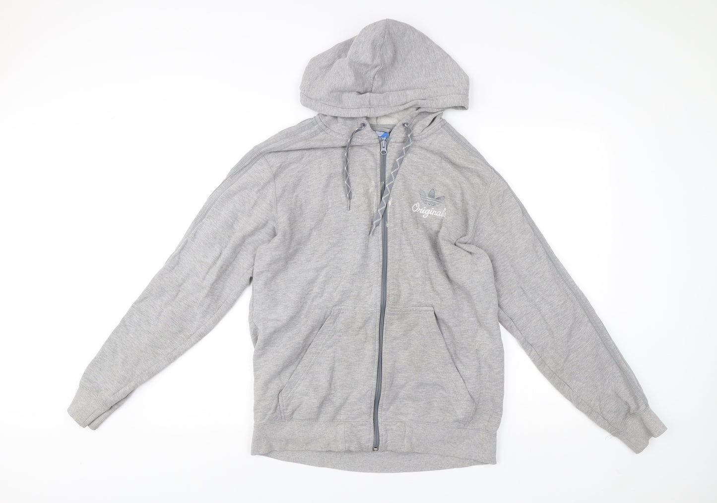 Adidas Mens Grey Full Zip Hoodie Sweatshirt M Regular Fit Sportswear