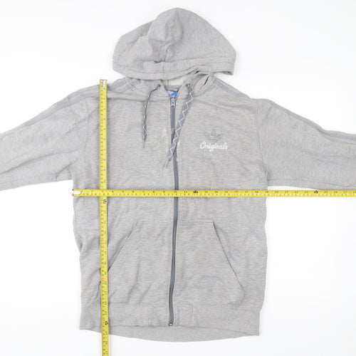 Adidas Mens Grey Full Zip Hoodie Sweatshirt M Regular Fit Sportswear
