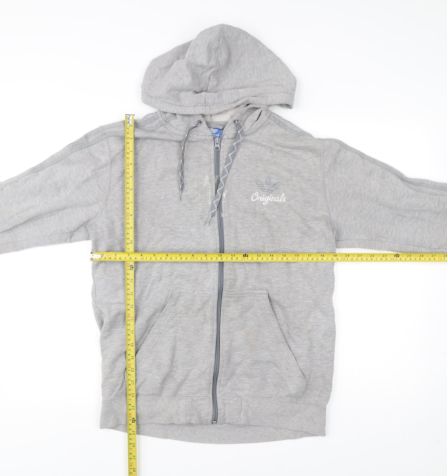 Adidas Mens Grey Full Zip Hoodie Sweatshirt M Regular Fit Sportswear