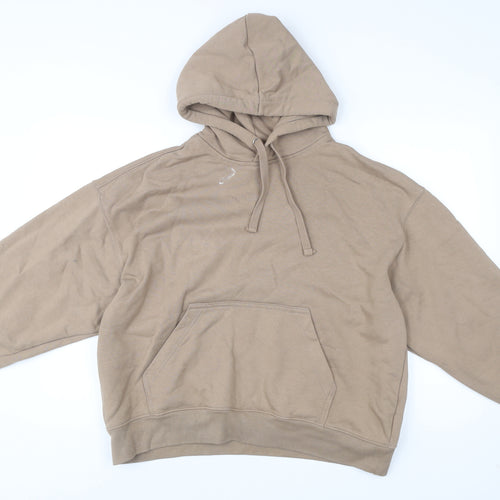 H&M Men’s Beige Pullover Hoodie Size M Cotton Regular Fit