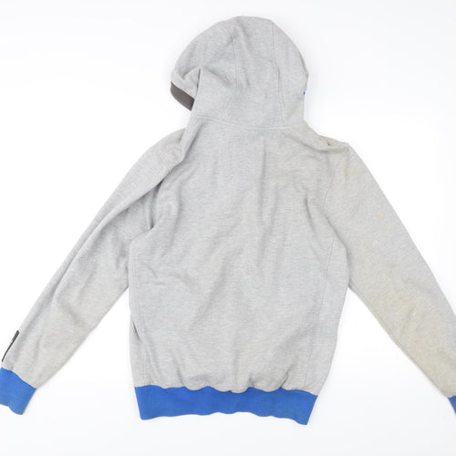 Crosshatch Men’s Grey Henley Hoodie L Long Sleeve Logo Casual