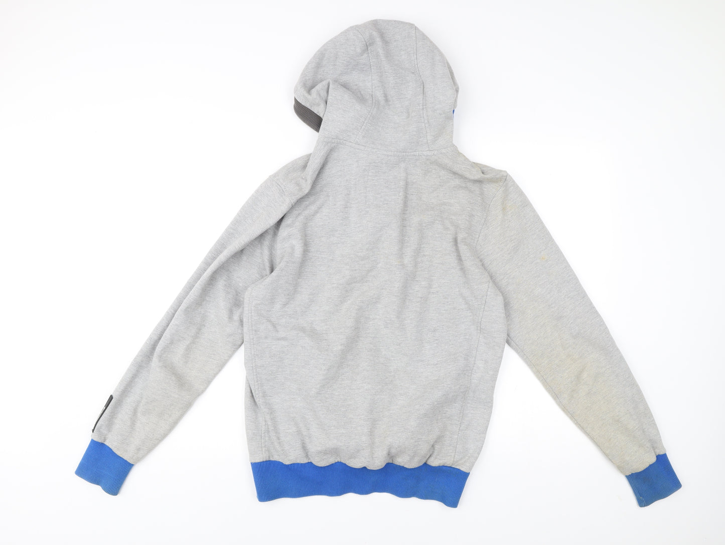 Crosshatch Men’s Grey Henley Hoodie L Long Sleeve Logo Casual