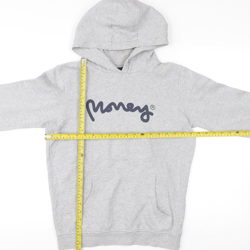 Money Boys Grey Pullover Hoodie 14-15 Years Logo Print Cotton Blend