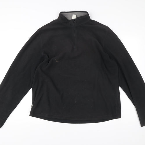 Decathlon Mens Black 2XL Pullover Fleece Sweatshirt Half Zip