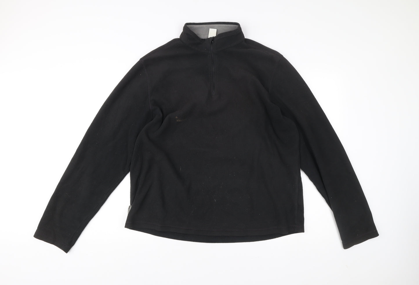 Decathlon Mens Black 2XL Pullover Fleece Sweatshirt Half Zip