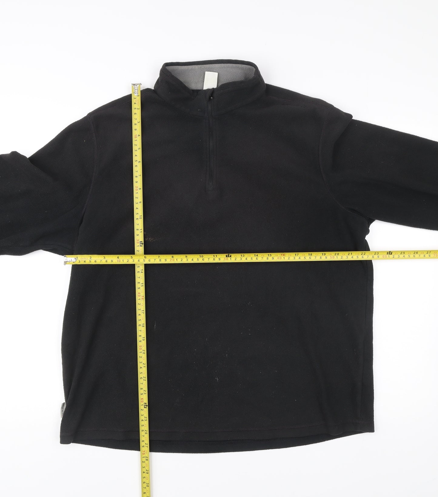 Decathlon Mens Black 2XL Pullover Fleece Sweatshirt Half Zip