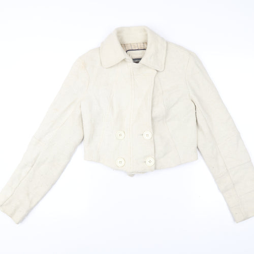 Duck and Cover Women's Ivory Cropped Wool Blend Jacket Size M