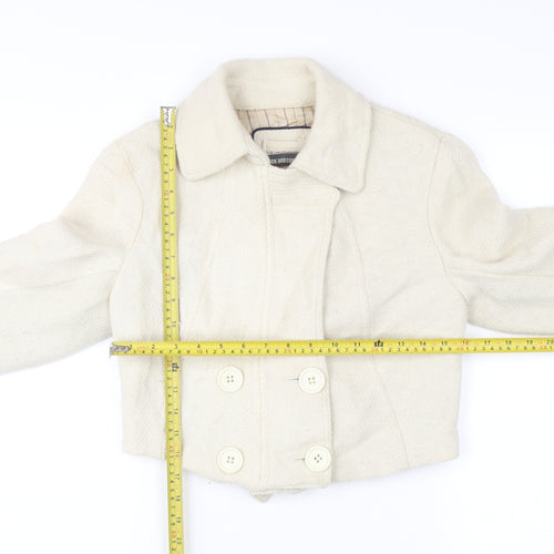Duck and Cover Women's Ivory Cropped Wool Blend Jacket Size M