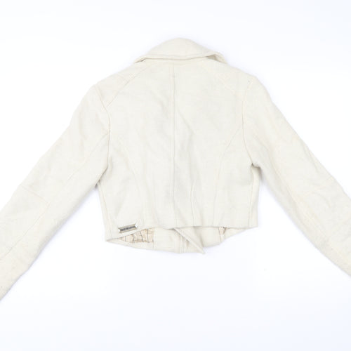 Duck and Cover Women's Ivory Cropped Wool Blend Jacket Size M