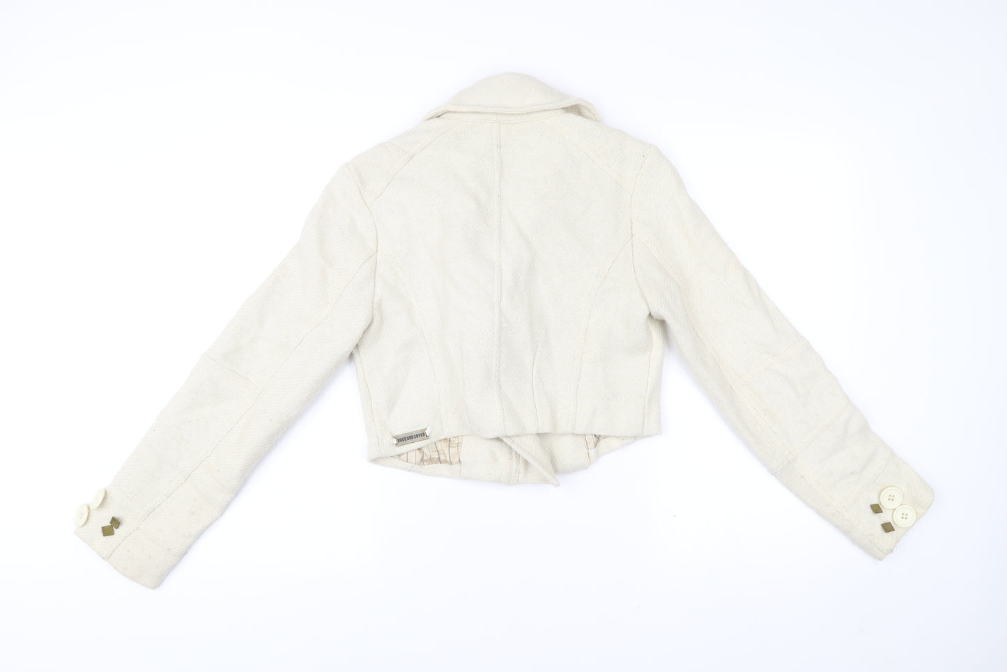 Duck and Cover Women's Ivory Cropped Wool Blend Jacket Size M