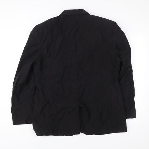 George Collection Men's Black Wool Blazer 44R Regular Fit Jacket