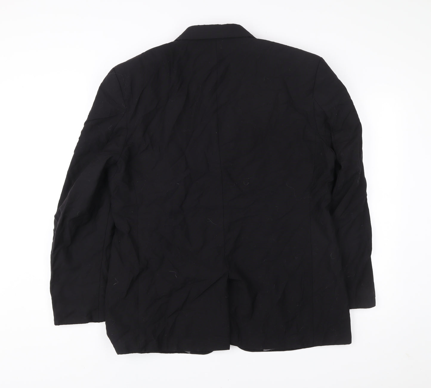 George Collection Men's Black Wool Blazer 44R Regular Fit Jacket