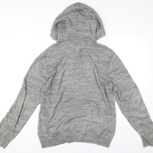 Abercrombie & Fitch Men’s Grey Henley Hoodie Medium Hooded Knit