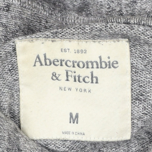 Abercrombie & Fitch Men’s Grey Henley Hoodie Medium Hooded Knit
