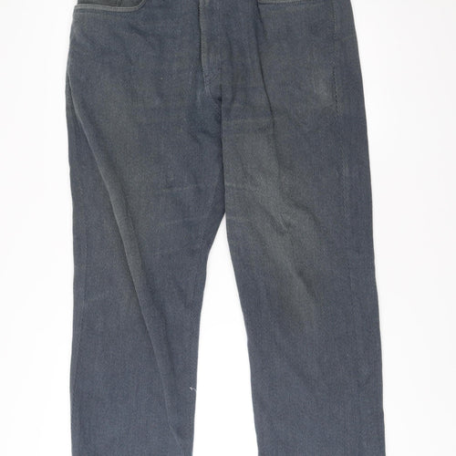 Recover Men’s Blue 36S Straight Leg Cotton Blend Casual Trousers
