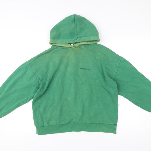 Pull&Bear Womens Green XS Pullover Hoodie Cotton Blend Casual
