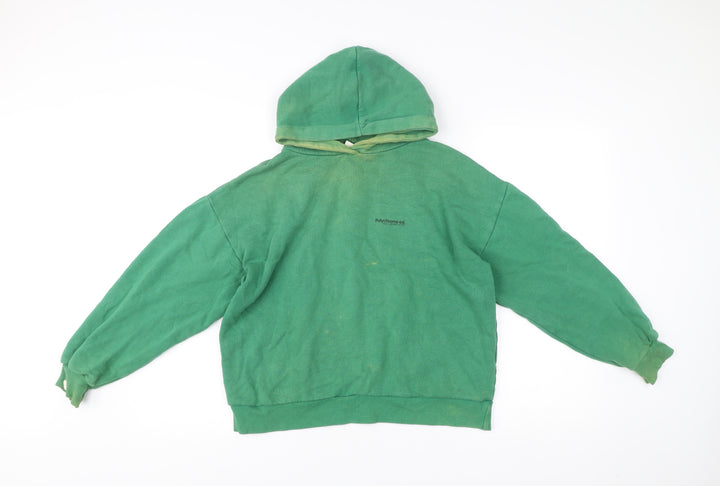 Pull&Bear Womens Green XS Pullover Hoodie Cotton Blend Casual