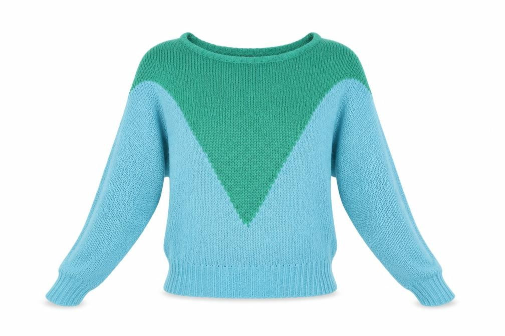 Minkpink Women’s Blue Green Pullover Jumper S Chunky Knit Boat Neck