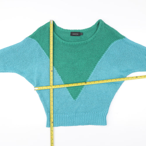 Minkpink Women’s Blue Green Pullover Jumper S Chunky Knit Boat Neck