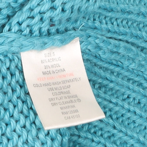 Minkpink Women’s Blue Green Pullover Jumper S Chunky Knit Boat Neck