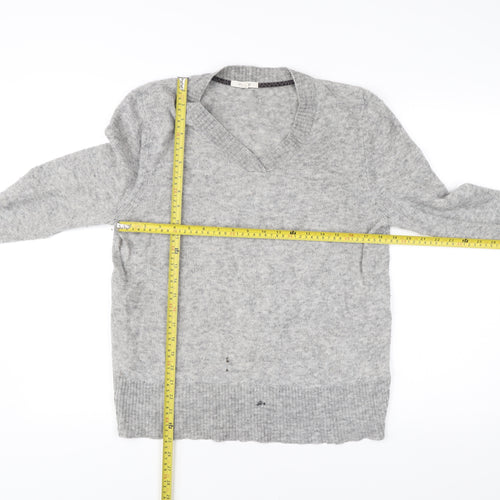 White Stuff Women Grey Size 16 V-Neck Wool Blend Jumper