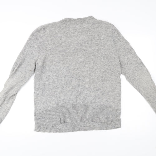 White Stuff Women Grey Size 16 V-Neck Wool Blend Jumper