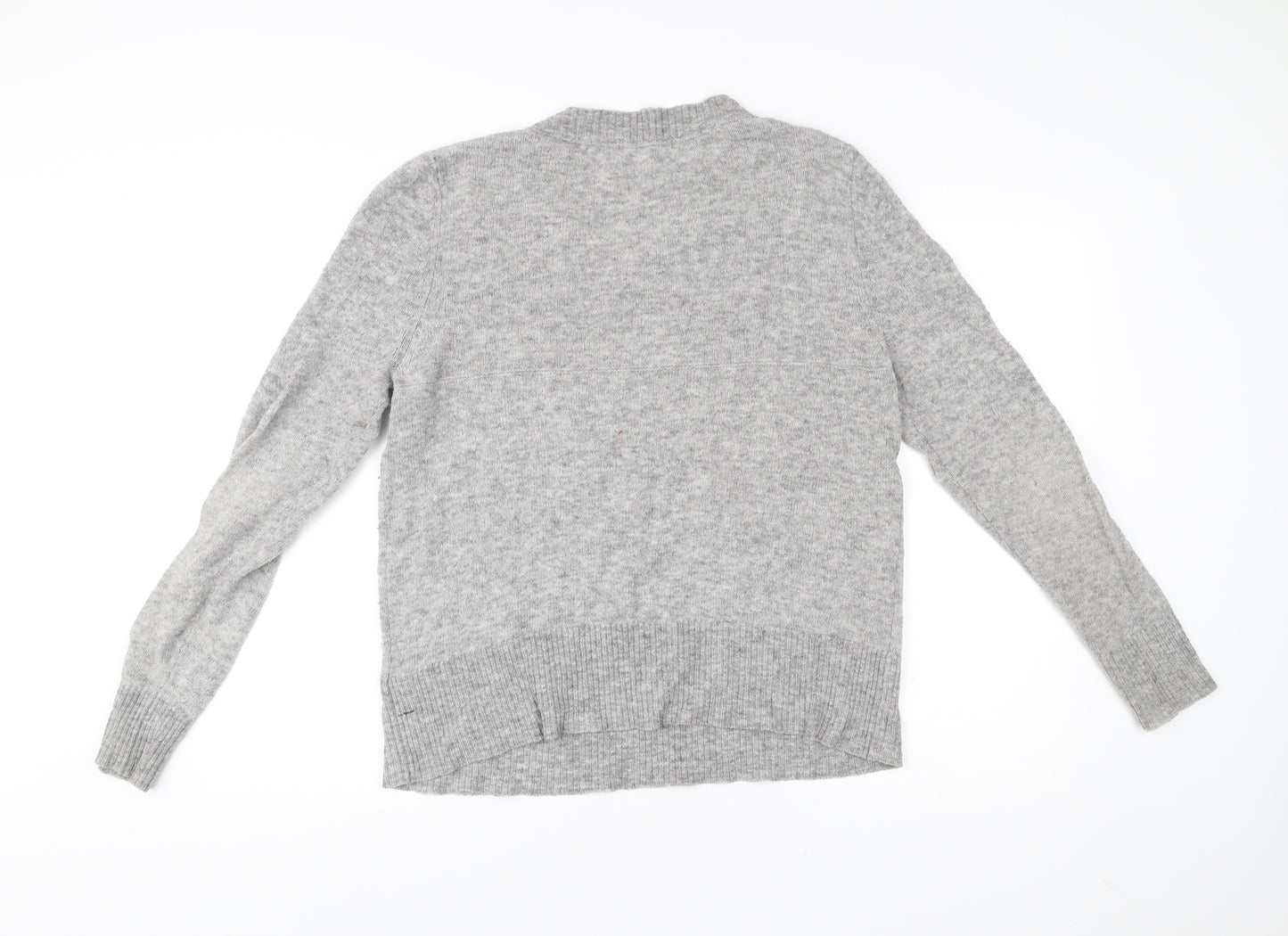 White Stuff Women Grey Size 16 V-Neck Wool Blend Jumper