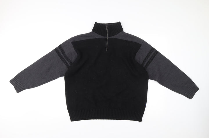Tricot Marine Men’s Black Grey Wool Blend 1/4 Zip Mock Neck Sweatshirt XL