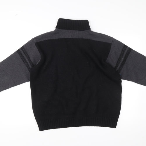 Tricot Marine Men’s Black Grey Wool Blend 1/4 Zip Mock Neck Sweatshirt XL