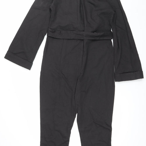 Pretty Lavish Women’s Black Cotton Long Sleeve Belted Jumpsuit Size 8