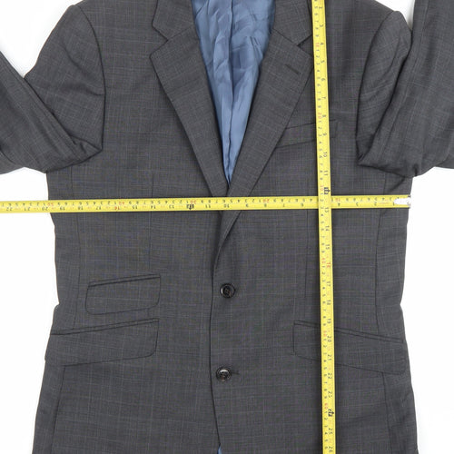 John Lewis Men's Grey Wool Check Blazer 40R Regular Fit Formal Jacket
