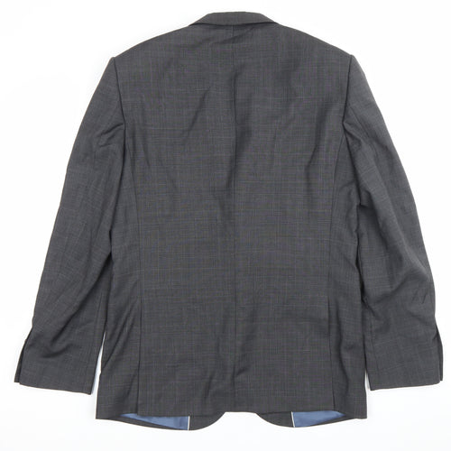 John Lewis Men's Grey Wool Check Blazer 40R Regular Fit Formal Jacket