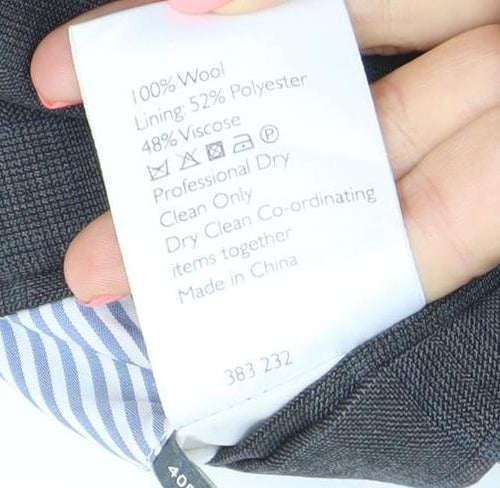 John Lewis Men's Grey Wool Check Blazer 40R Regular Fit Formal Jacket
