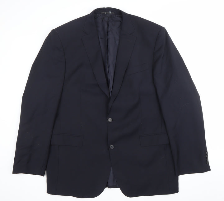 Toccami Men’s Blue Wool Blazer Jacket 44R Single Breasted