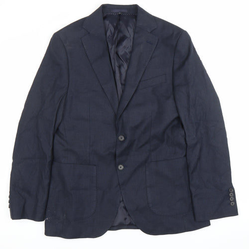 Marks and Spencer Mens Blue 38 Chest Regular Fit Wool Blazer Jacket