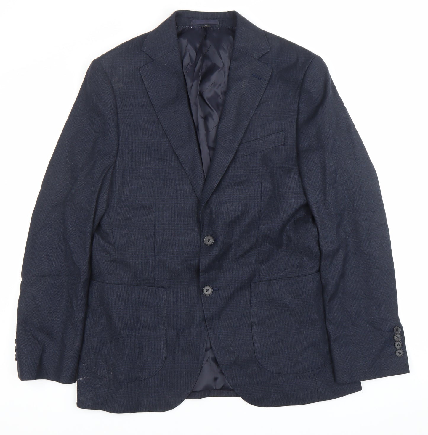 Marks and Spencer Mens Blue 38 Chest Regular Fit Wool Blazer Jacket