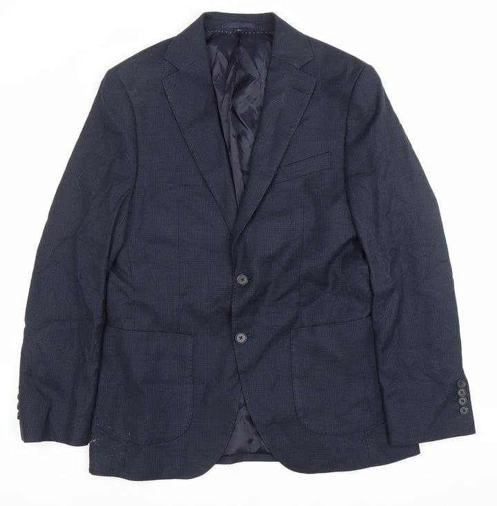 Marks and Spencer Mens Blue 38 Chest Regular Fit Wool Blazer Jacket