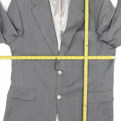 Desch Men Grey Pinstripe Wool Blazer Jacket 42R Classic Fit