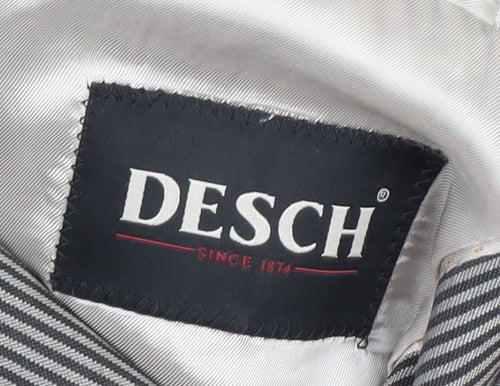 Desch Men Grey Pinstripe Wool Blazer Jacket 42R Classic Fit
