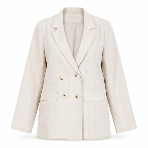 Nasty Gal Womens Beige Check Double Breasted Blazer Jacket Size 12