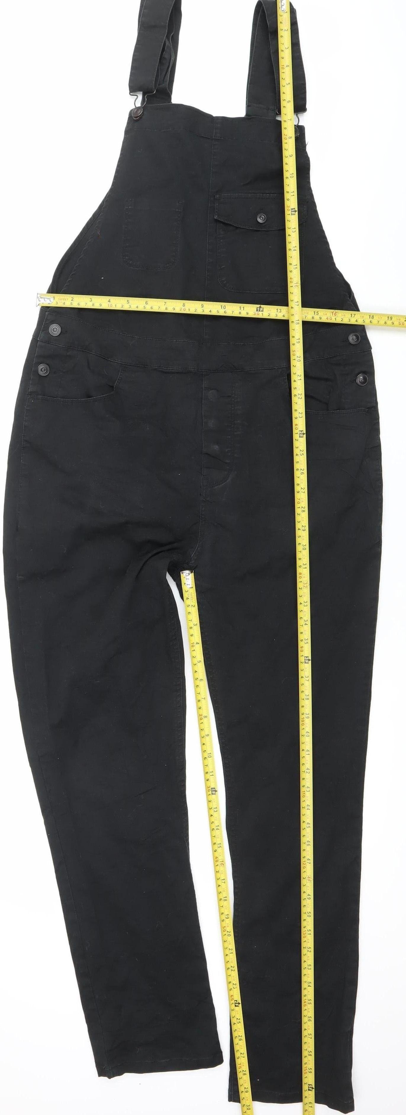 ASOS Womens Black Dungaree Jumpsuit Size 10 Adjustable Straps