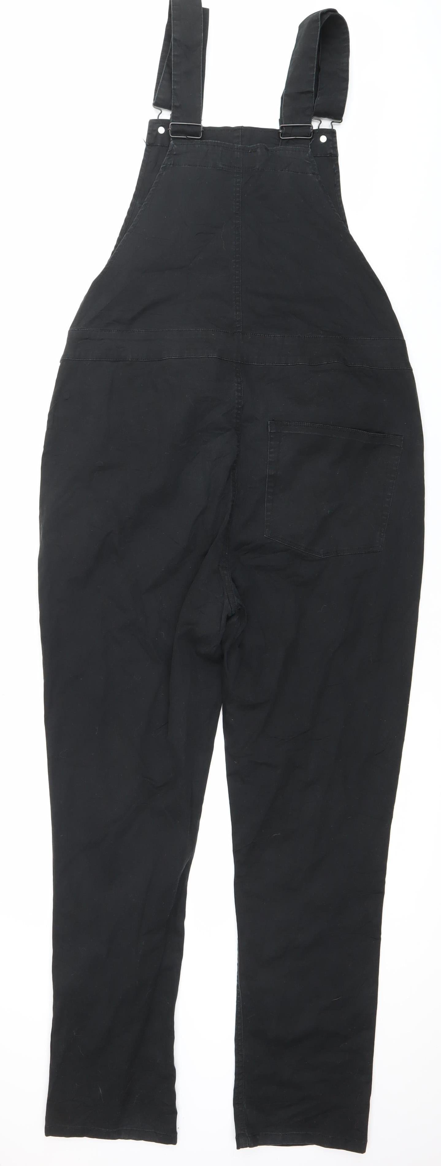 ASOS Womens Black Dungaree Jumpsuit Size 10 Adjustable Straps