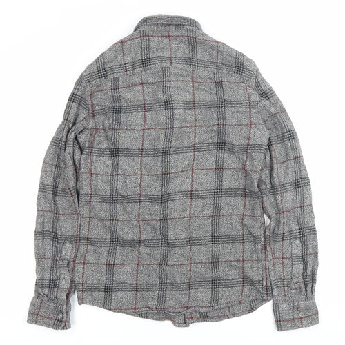 ONLY & SONS Men Grey Slim Fit Plaid Cotton Button-Up Shirt M
