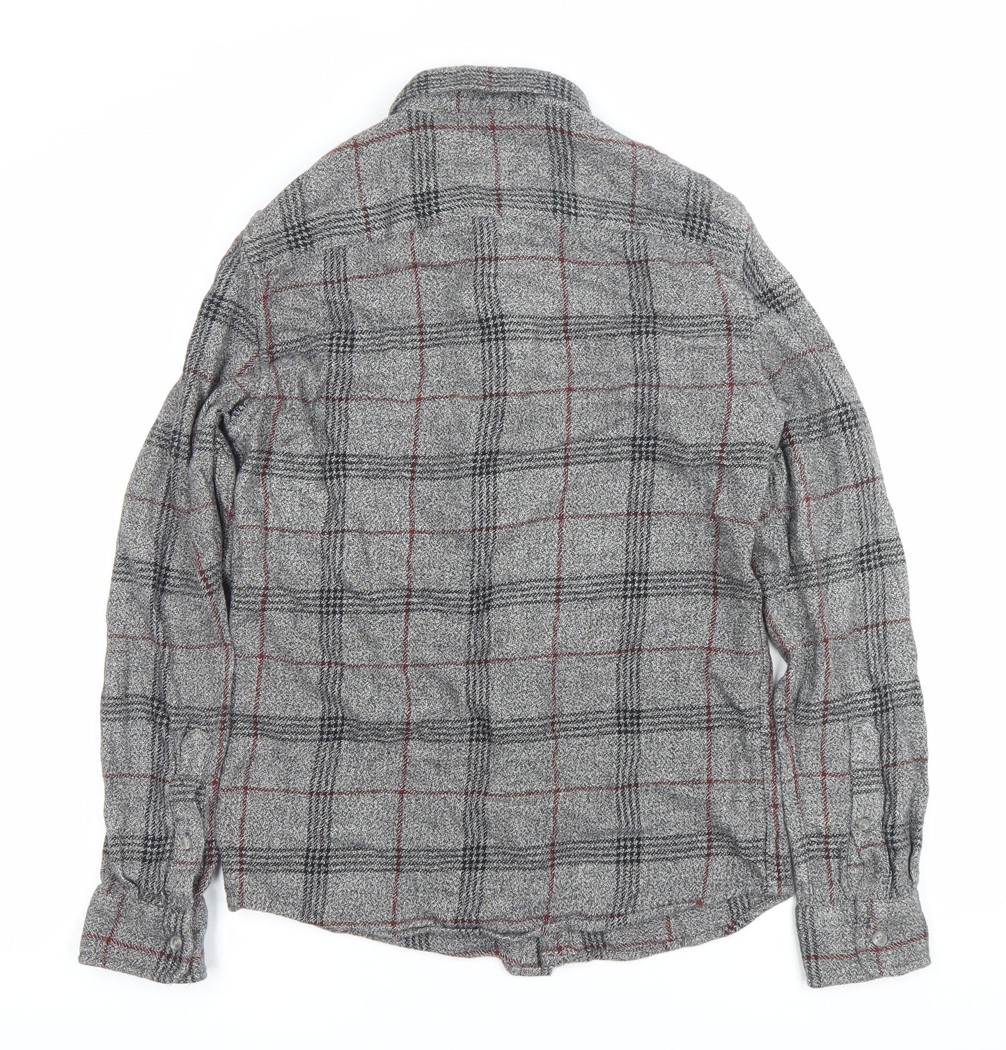 ONLY & SONS Men Grey Slim Fit Plaid Cotton Button-Up Shirt M