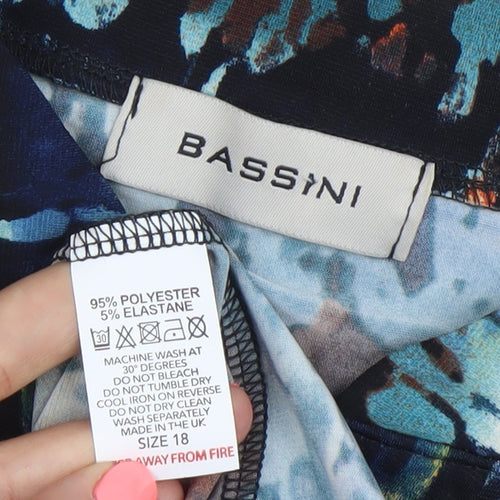 Bassini Womens Multicoloured Size 18 Tunic Blouse V-Neck 3/4 Sleeve