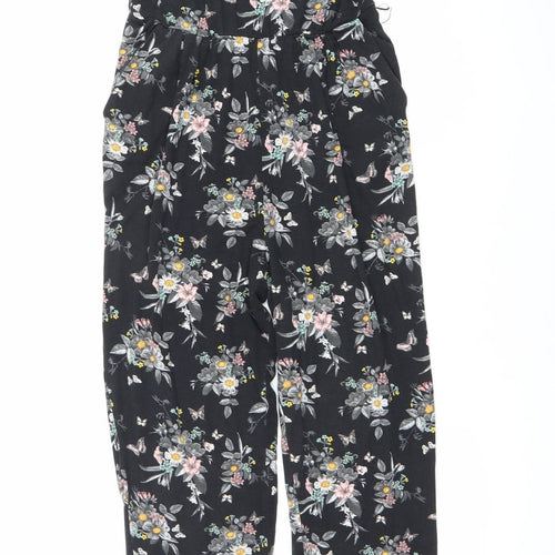 Oasis Women’s Black Floral Ruffle Cold Shoulder Jumpsuit Size S